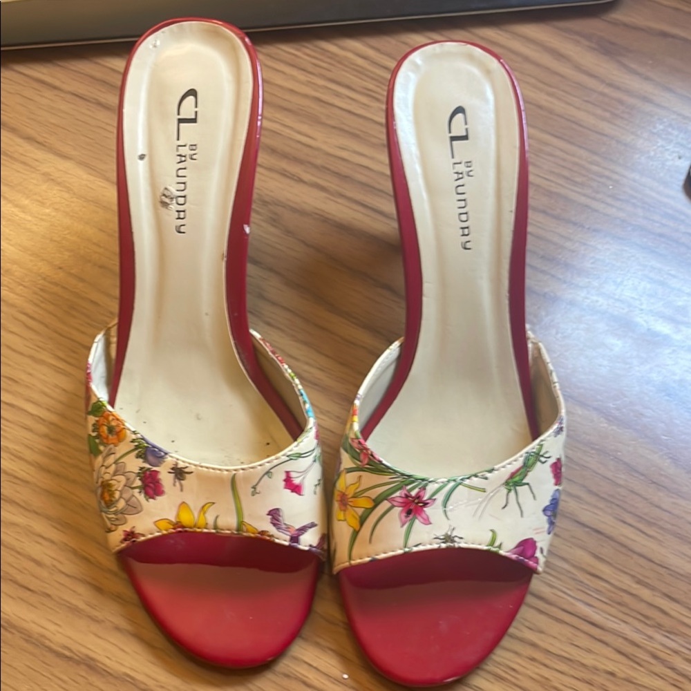 Floral Red and Cream Heels by CL by Laundry